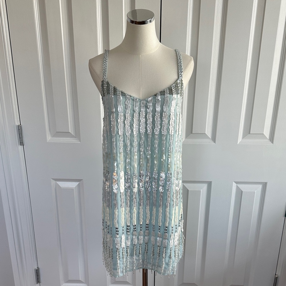 NWT French Connection Siberian Sequined Frost Ice Wedding Rehearsal Mini Dress 4